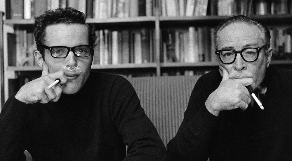 Dalton Trumbo (A&S ex’28), right, with son Christopher at home in Los Angeles, early 1960s. Christopher would champion his father’s legacy.