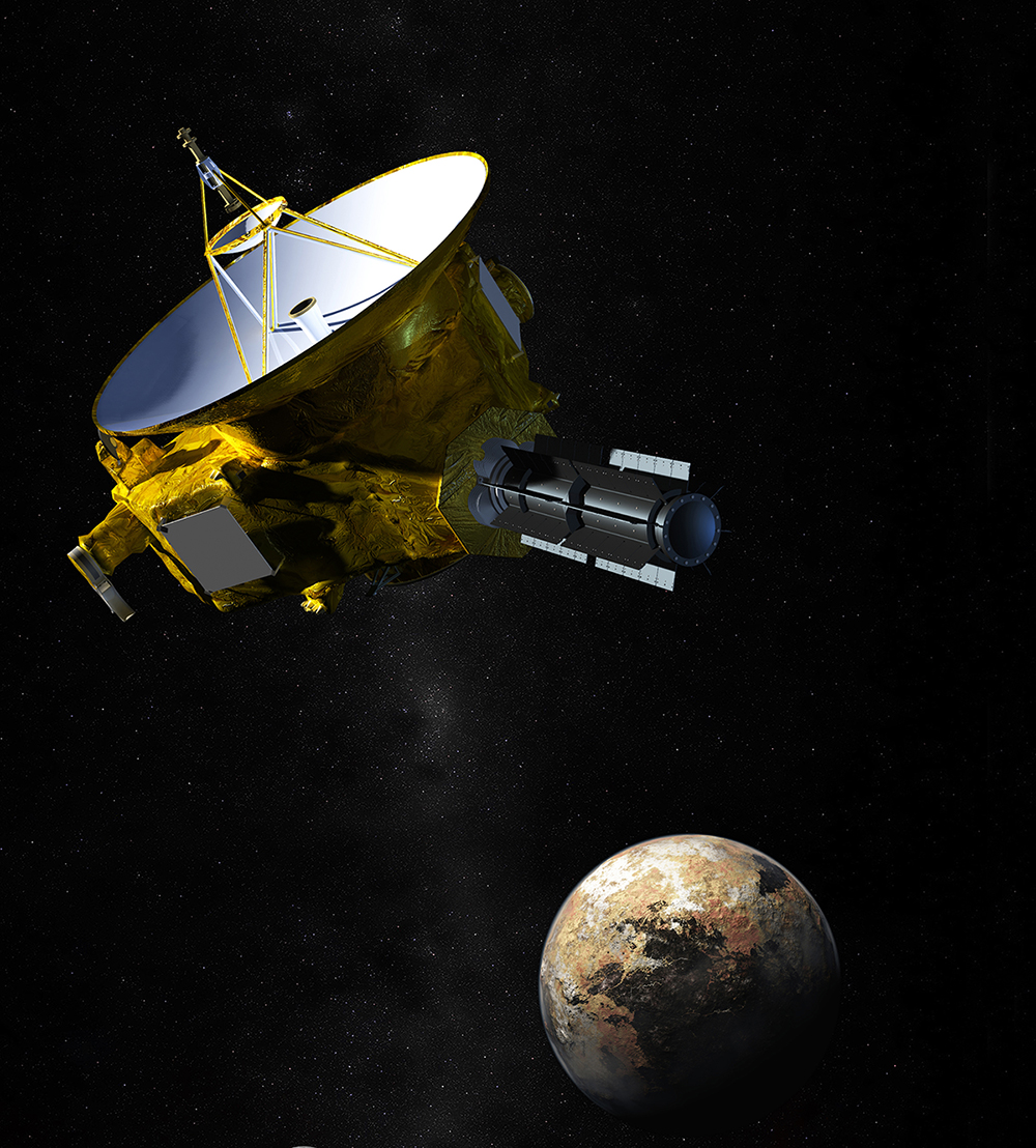 Render by Johns Hopkins University Applied Physics Laboratory/Southwest Research Institute (JHUAPL/SwRI) (opening spread); Photograph courtesy of NASA