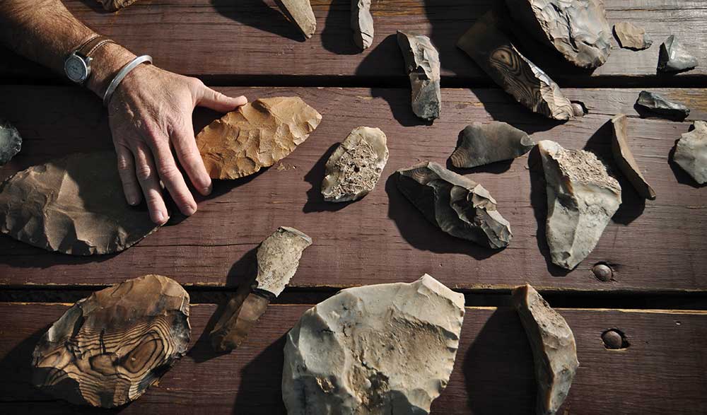Ice age cutting tools discovered in a Boulder yard. Soon they’ll be on display on campus. Photography by Glenn Asakawa.