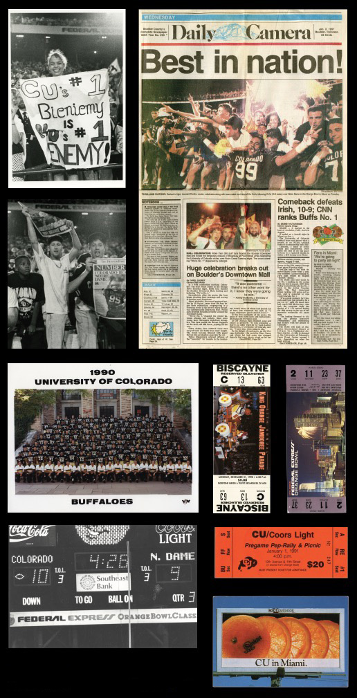 Memorabilia from CU’s triumphant 1990 football season and Jan. 1, 1991, Orange Bowl win.